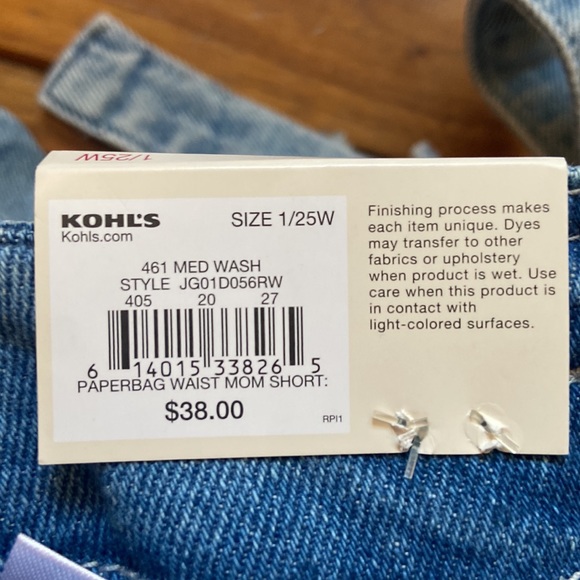 NWT SO High Rise Paperbag Waist Denim Mom Shorts 1 - Picture 13 of 13